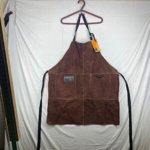 Outset Brown Suede Leather BBQ Grill Apron Adjustable Pockets F240 Mens New